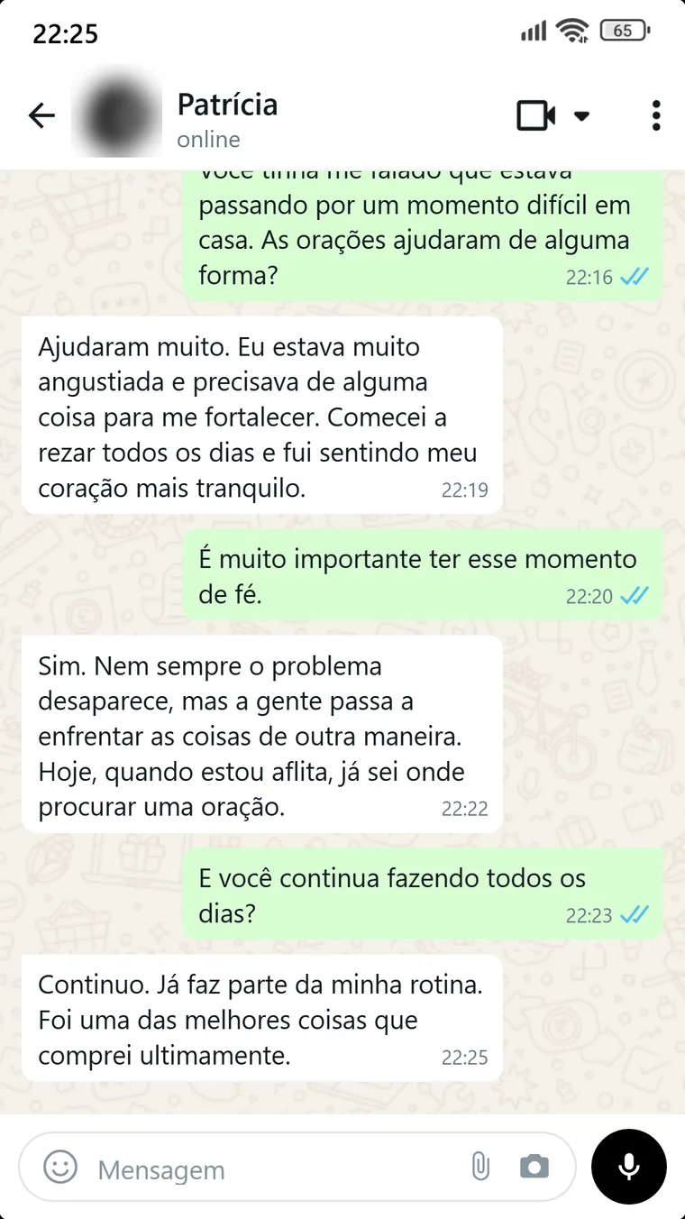 Conversa sobre a fé em momento difícil