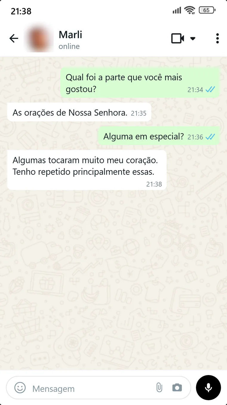 Conversa com Marli sobre as orações